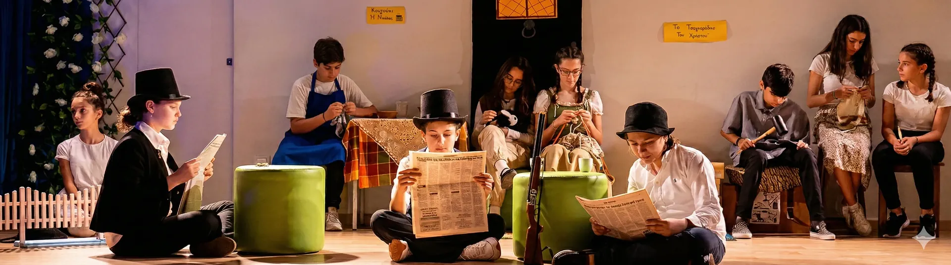 Gymnasium students in learning activity